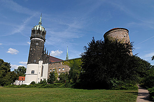 城堡,教堂,城市,维滕堡,萨克森安哈尔特,德国,欧洲