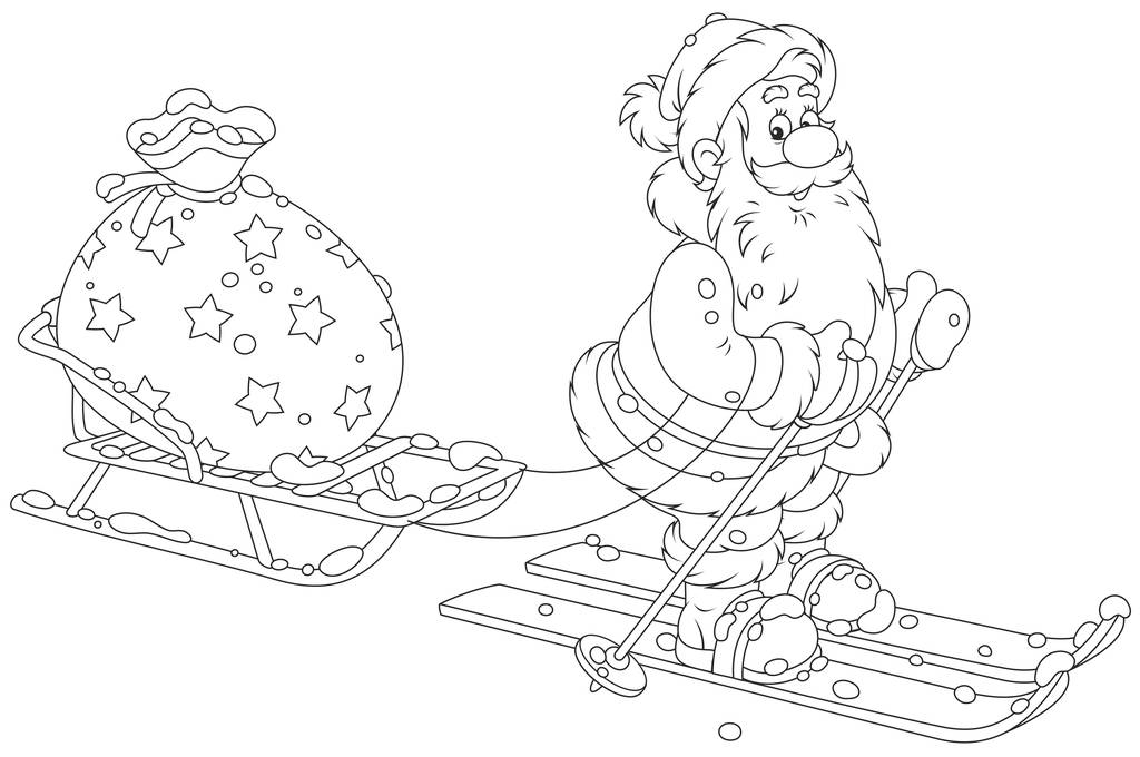 雪橇简笔画圣诞老人图片