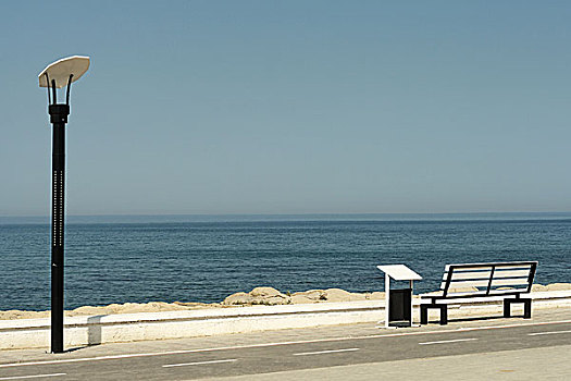 空,长椅,远眺,海洋