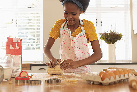 美国黑人,女孩,烘制,饼干,厨房