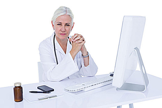 医生,工作,电脑,白人,显示屏