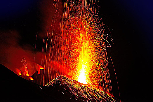 火山爆发,火山,岛屿,利帕里群岛,意大利,欧洲