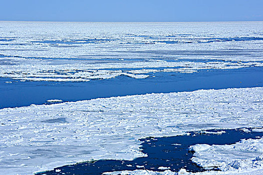 海洋,鄂霍次克海,漂浮,冰