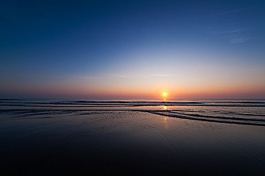 海洋,日出,海滩