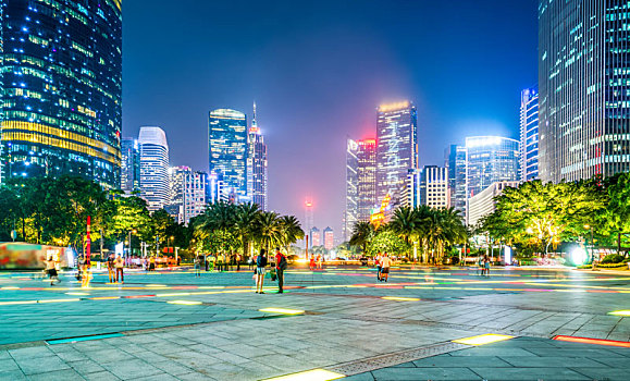 广州花城广场建筑景观夜景