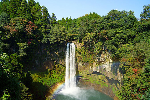 瀑布,彩虹,熊本,日本