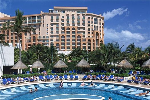 酒店,游泳池,坎昆,马雅里维拉,尤卡坦半岛,墨西哥