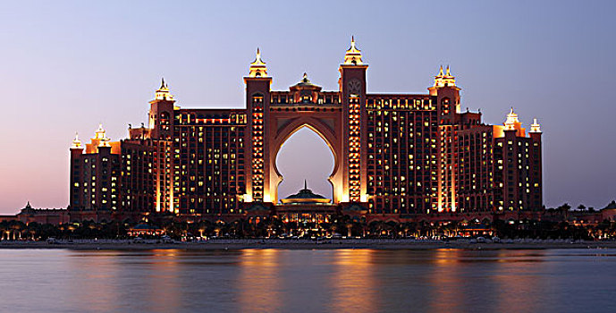 亚特兰蒂斯酒店,光亮,夜晚,手掌,迪拜,阿联酋