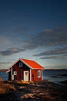 人,影子,红色,木屋,瑞典