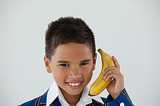 男生,拿着,香蕉,白色背景,头像