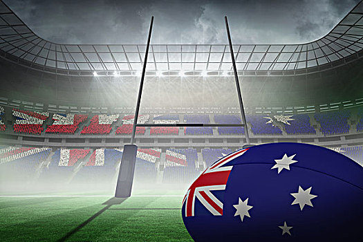 合成效果,图像,澳大利亚国旗,橄榄球,球场