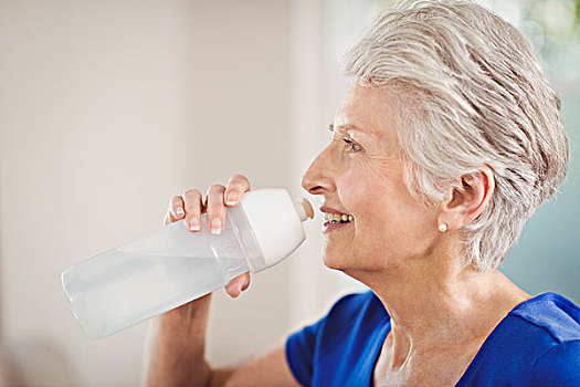 高兴,老年,女人,饮用水,锻炼