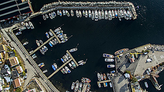 俯视,港口,挪威