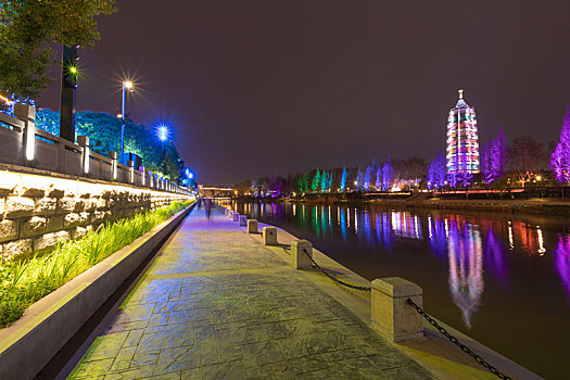 南京,秦淮,河岸,报恩寺,夜色