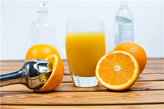 玻璃杯,橙汁,榨汁机