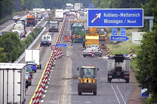 道路工程,高速公路,靠近,科布伦茨,莱茵兰普法尔茨州,德国