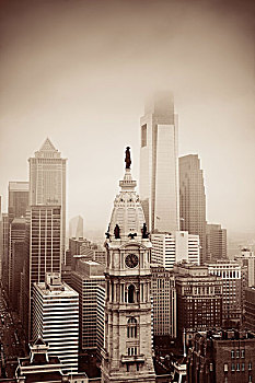 费城,城市,屋顶,风景,摩天大楼