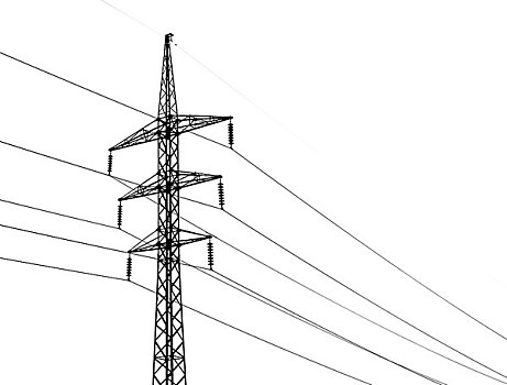 高压,电线,金属,高压电塔,隔绝,白色背景