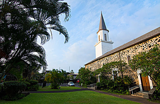 夏威夷,夏威夷大岛,教堂,第一,尖顶,石头