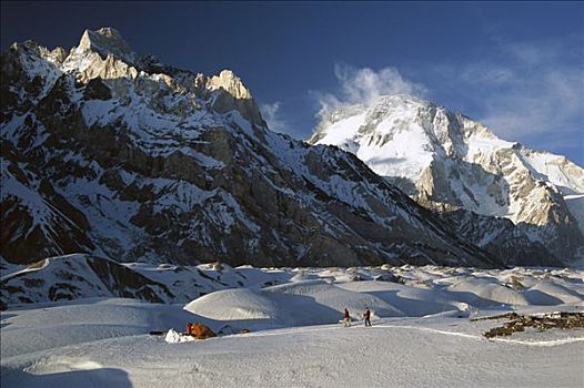 营地,仰视,晶莹,顶峰,宽,喀喇昆仑山,巴基斯坦