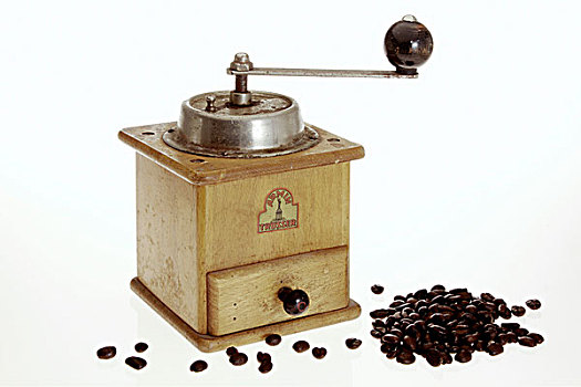 老,咖啡,研磨机,咖啡豆