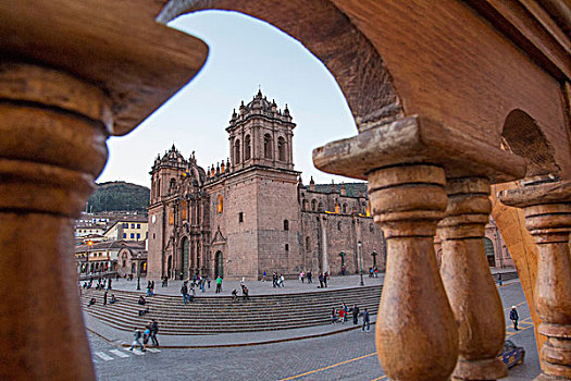 南美,秘鲁,库斯科市,大教堂,圣多明各,拱形,栏杆