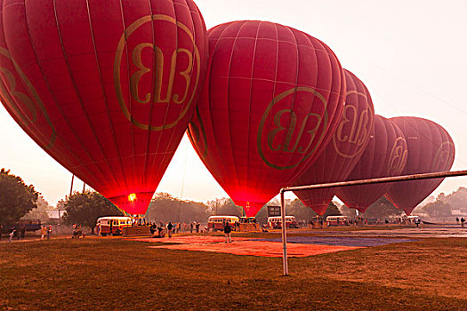 气球,起飞,蒲甘,缅甸