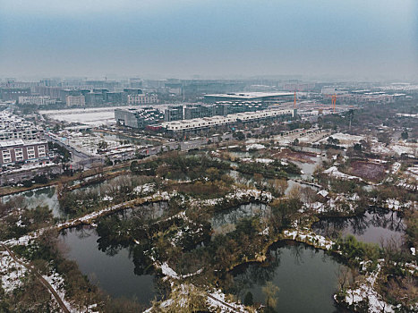 京杭大运河拱宸桥段雪景