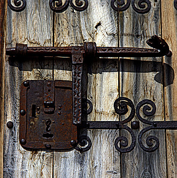 闩锁,铁,正前,13世纪,罗马式,教堂