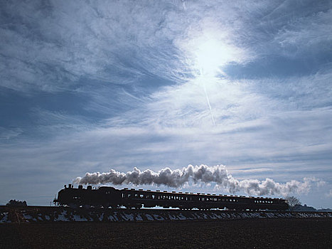 冬天,太阳,蒸汽机车