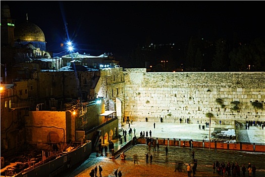 哭墙,耶路撒冷,以色列,夜晚
