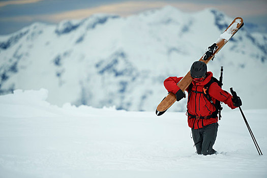 风景,男性,滑雪,大雪,隆河阿尔卑斯山省,法国