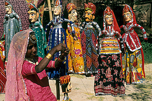 女孩,货摊,销售,木质,玩具,拉贾斯坦邦,2004年
