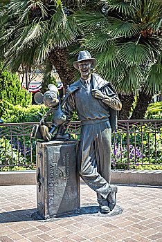 雕塑,迪斯尼,米老鼠,正面,迪士尼乐园,胜地,阿纳海姆,加利福尼亚,美国,北美