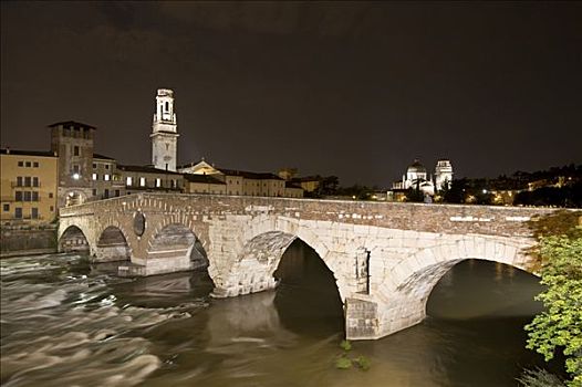 石桥,阿迪杰河,历史,中心,维罗纳,意大利,欧洲