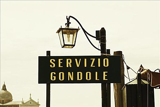 灯笼,上方,信息牌,威尼斯,威尼托,意大利