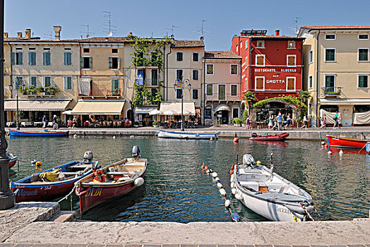 捕鱼,港口,码头,餐馆,加尔达湖,意大利,欧洲