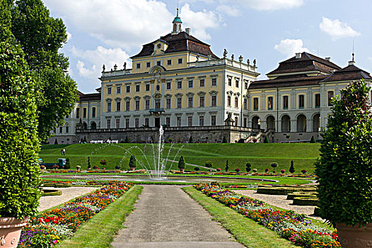 老,城堡,路德维希堡,宫殿,北方,花园,巴登符腾堡,德国,欧洲