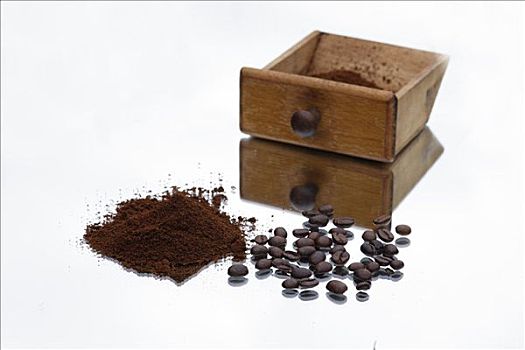 咖啡,咖啡豆,抽屉,咖啡研磨机