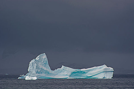 南极,海峡,冰山,正面,风暴,天空