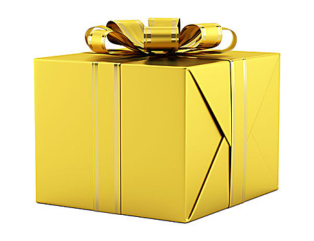 黄色,礼盒,金色,丝带,隔绝