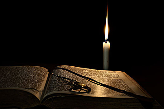 燃烧,蜡烛,老,书本