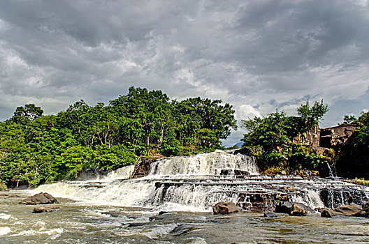 瀑布,河,靠近,高原,老挝,东南亚