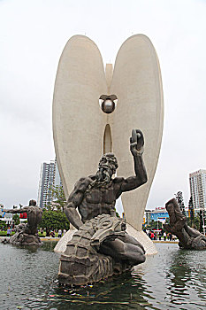 北海,北部湾广场,雕塑,珍珠,传说,市中心,坐标,原点
