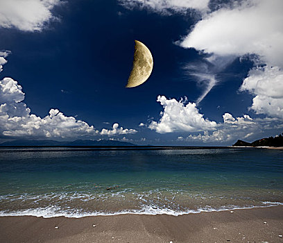 海滩,月亮