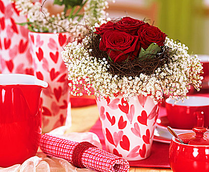 玫瑰,丝石竹属植物,花瓶