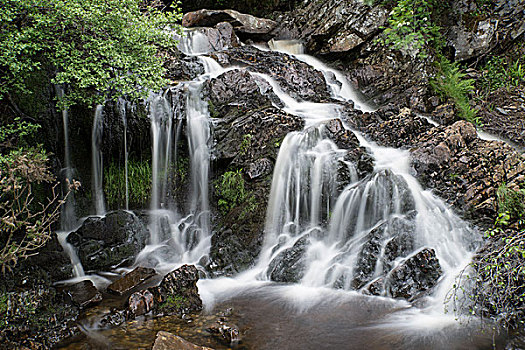 特写,瀑布,雪墩国家公园,北威尔士