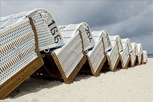 沙滩椅,海滩,湾,石荷州,德国