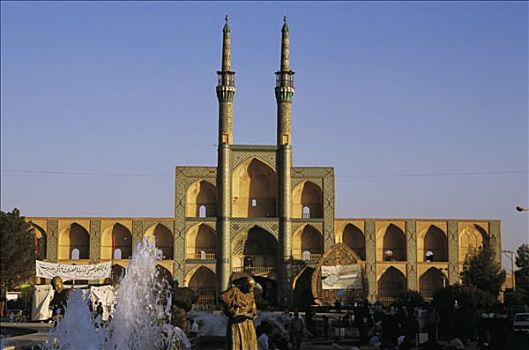 伊朗,亚兹德,清真寺,皇冠,喷泉