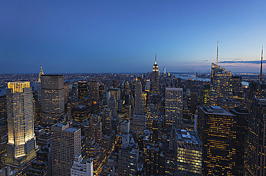 风景,帝国大厦,曼哈顿,上面,石头,了望塔,洛克菲勒中心,纽约,美国